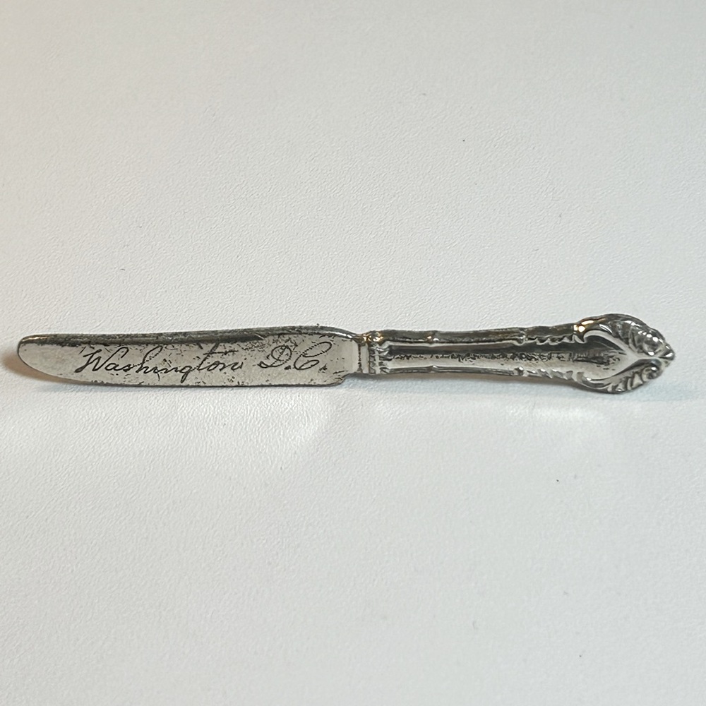 Vintage Sterling Silver 925 Butter Knife Pin Engraved Washington DC Souvenir